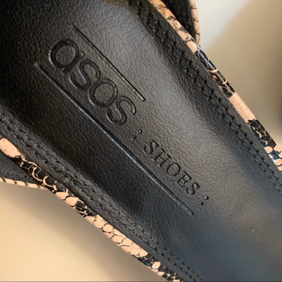 Women’s ASOS Design Snake Print Block Heeled Sandals With Ankle Strap - Picture 11 of 13